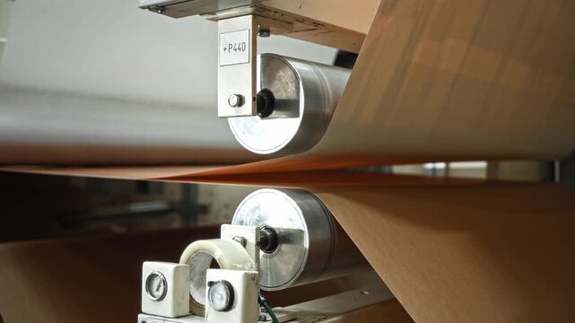 Detailed Testing Setup. Close Inspection Of Rollers Compressing Paper On White Background With Markings
