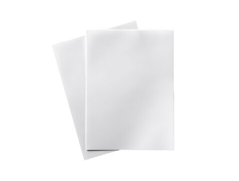 Two stacked blank sheets of white paper as PNG asset isolated on transparent background