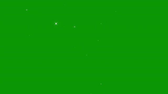 White glowing glittering star dust trail sparkling particles on green background, blinking retro vector star doodles, magic particle burst, shiny stars glitter and particles animation, 4K animation