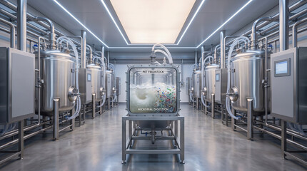 Fototapeta premium Industrial Bioreactor Facility Processing PET Waste With Microbial Conversion