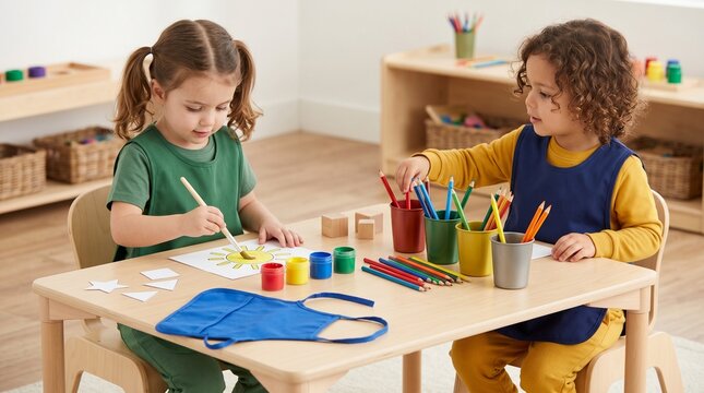 Preschool Craft Table Activity During Back To School Classroom Day