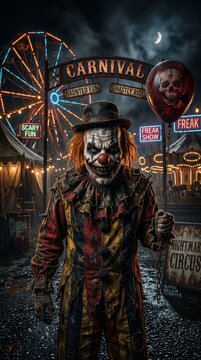 Spooky halloween carnival clown for mobile wallpaper