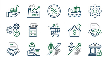Fototapeta premium Business and Economic Development Icons Set