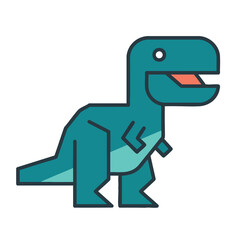 Fototapeta premium Minimalist vector illustration of a friendly cartoon Tyrannosaurus Rex dinosaur.