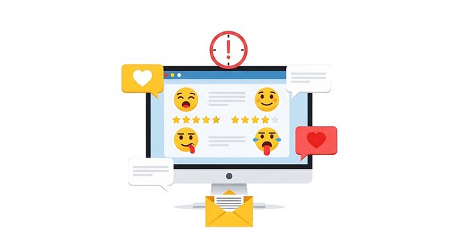 Emotions displayed on a computer screen with various emoticons and reactions online.