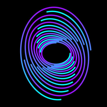 Neon blue and purple circular spiral vortex, New Digital Thumb Design