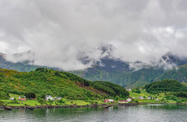 Fototapeta premium Lofoten Island, Norwegian Sea, Alesund, Hjorundfjord, Finnmark, Norway, Arctic, Norwegian fjords