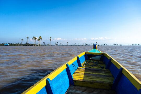 Colorful boat on Lake Tempe, South Sulawesi, Indonesia