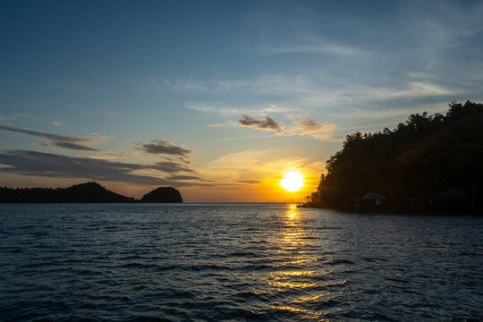 Sunset over Bolilanga Island, Togian archipelago, Sulawesi, Indonesia