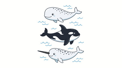 Underwater Whimsical Wonders A Playful Collection of Iconic Ocean Cetaceans © matahari
