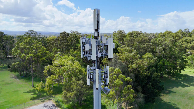 Aerial View of a Telecommunications Cell Tower in Broadbeach Park Australia