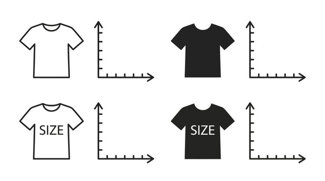 Apparel Sizing Guide Icons with Measurement Charts for E-commerce Business