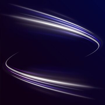 White neon speed lines form dynamic curved motion trails on a dark background, suggesting fast energy flow and modern digital technology visualization design concept.