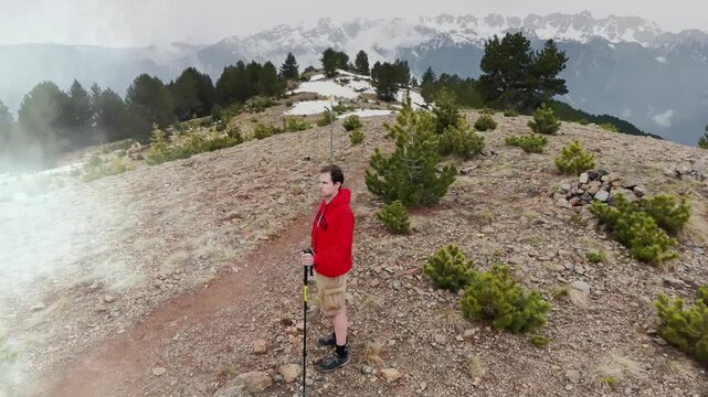 hiker in the mountains, Smolikas, Epirus, Greece