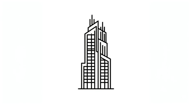 Modern skyscraper building architecture line icon