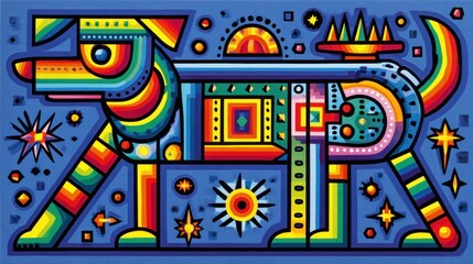 Fototapeta premium Geometric dog illustration colorful art abstract design vector graphic