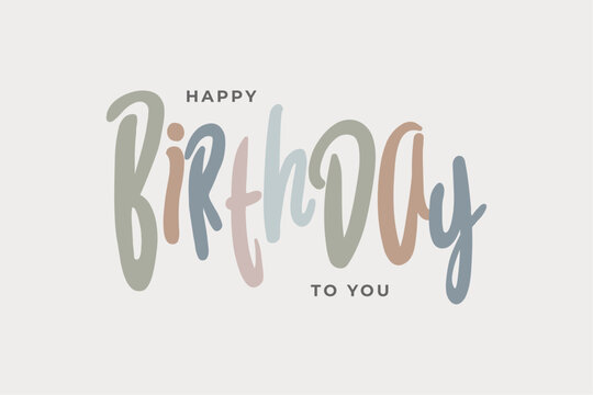 Happy Birthday Lettering Logo Design in Pastel Colors for Kids Party, Greeting Card, Gift Poster, Birthday Banner, Party Cover