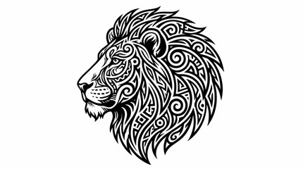 Tribal lion head silhouette tattoo vector illustration of a wild cat animal predator symbol © Alizay