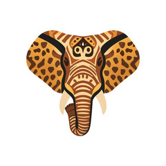 Obraz premium Stylized African Elephant Head Vector Illustration With Tribal Patterns