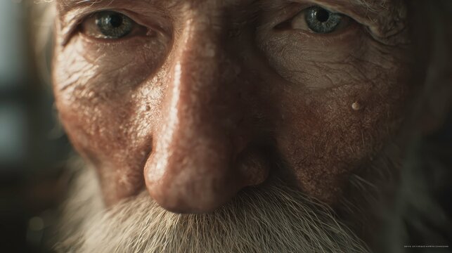 Close-Up Portrait of an Elderly Man with Expressive Features