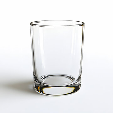 Empty clear glass cup on white background realistic 3D render