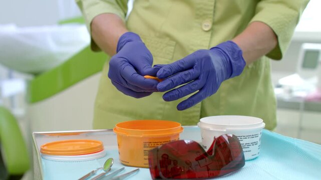 dental assistant mixing Addition Silicone for conventional impression