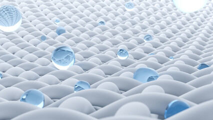 Obraz premium Macro View of Soft Textile Bubble Surface with Transparent Water Droplets