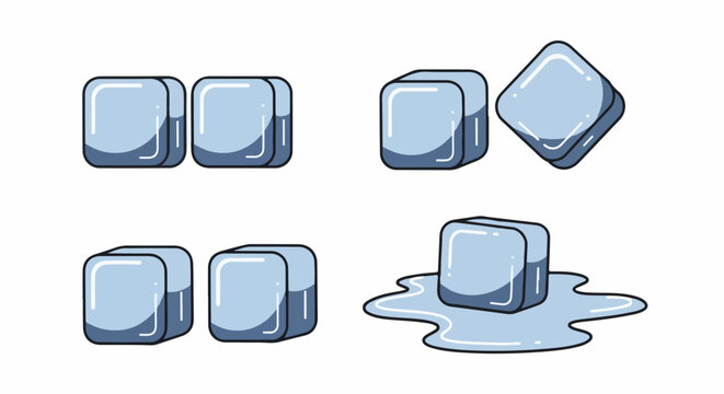Collection of four pixel art ice cubes in various arrangements