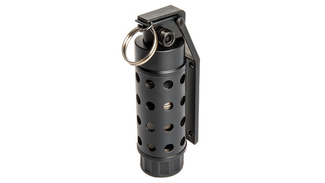 Old military smoke hand grenade weapon defense tactical isolated on transparent background cut out