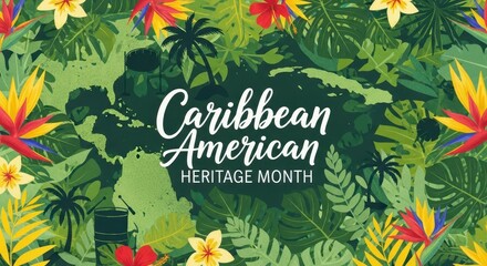 Obraz premium Caribbean american heritage month vibrant tropical poster
