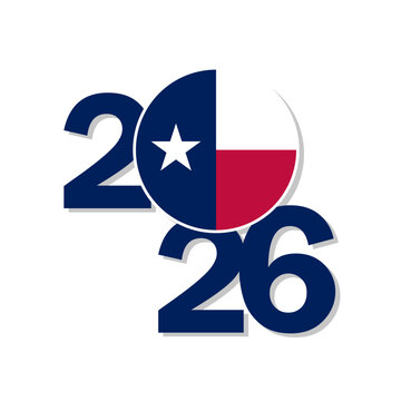 Texas state circle flag icon. The New Year icon for Texas in 2026 vector illustration. Happy New Year!