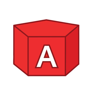 Red pentagonal prism icon with letter A in center.