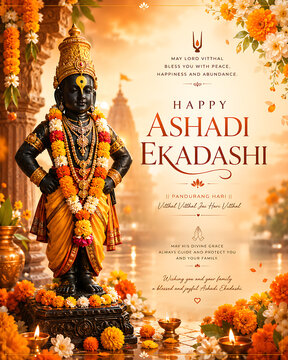 Glorious Vitthal Vithoba Panduranga Hari Pandharinath Spiritual Heritage Design Featuring Ashadhi Ekadashi Kartiki Ekadashi Maghi Ekadashi Chaitri Ekadashi and Guru Purnima