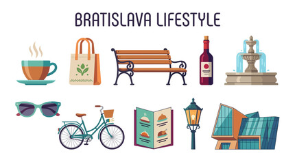Obraz premium Bratislava Lifestyle Collection: City Icons and Urban Elements.