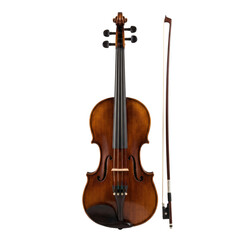 Fototapeta premium Classical wooden viola with bow on transparent background