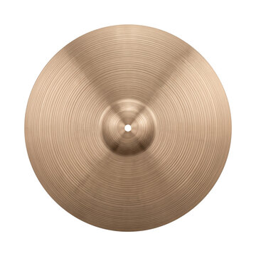 Traditional bronze drum cymbal top view on transparent background