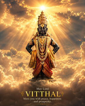 Majestic Vitthal Vithoba Panduranga Hari Pandharinath Sacred Artwork Honoring Ashadhi Ekadashi Kartiki Ekadashi Maghi Ekadashi Chaitri Ekadashi and Guru Purnima