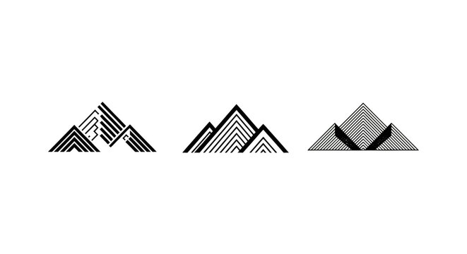 Abstract geometric mountain peaks in monochrome design style.