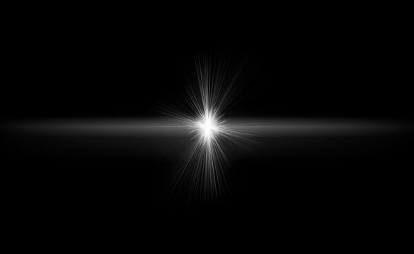 Realistic white light glow ray plasma with circle around, overlay light effect for transition or design, high quality light isolated black background.