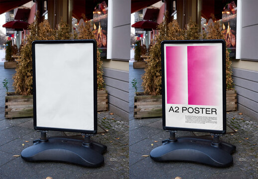 Mockup Of Customized Freestanding A2 Poster