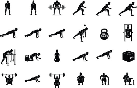 Assorted Black Handwritten Symbols and Characters Isolated on White Background