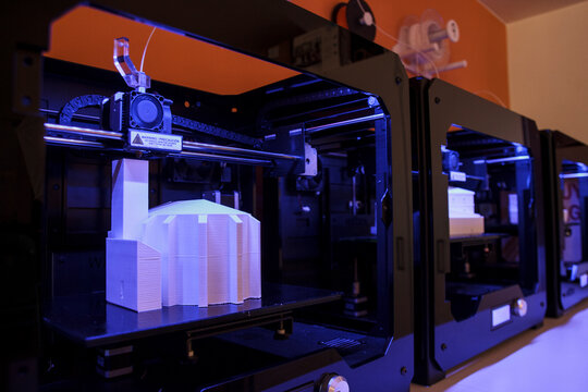 3D models being printed in 3d printers