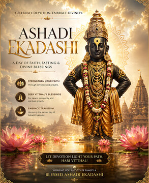 Devshayani Ekadashi/ Ashadhi Ekadashi/ Maha Ekadashi/ Pandharpur Wari Harishayani/ Shayani Ekadashi/ Vitthal Ekadashi/ Prabodhinipurv Ekadashi/ Lord Vitthal Rukmini Devotional Hindu Festival 