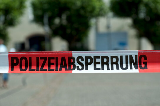 Germany, Constance, Close up of police barrier tape