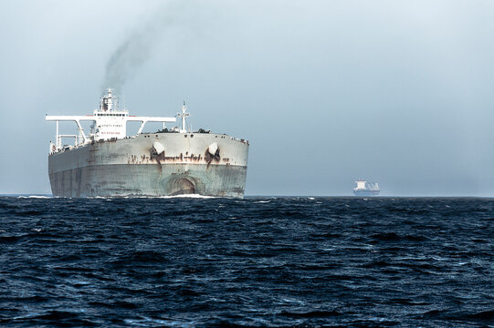Spain, Andalusia, Strait of Gibraltar, Oil tanker