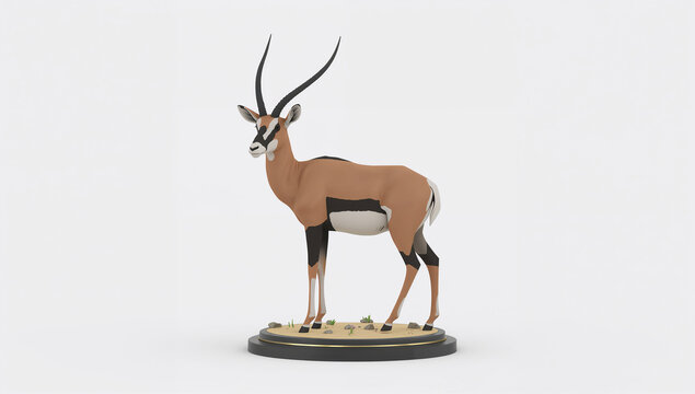 砂漠の台座に立つオリックスをかわいく表した3D素材