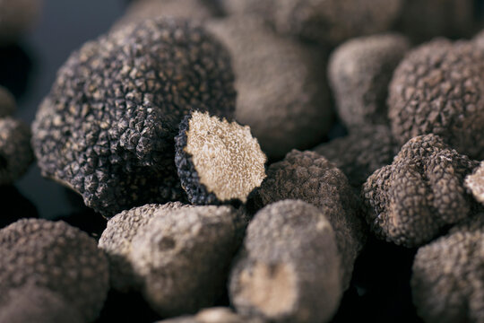 Germany, Black truffles on table