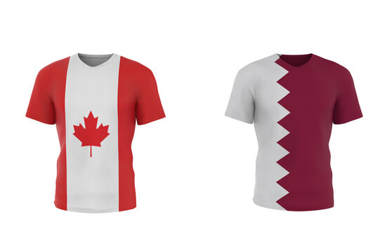 Players Country Flag Jersey Canada vs Qatar.3d illustration