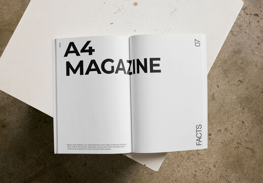 Mockup Of Customizable Open A4 Magazine