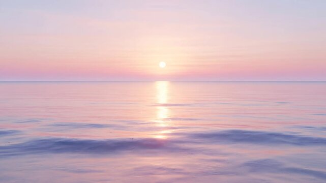 Pastel Ocean Sunset with Calm Water Reflection and Peaceful Clean Sea Background for Relaxation and Nature Concepts